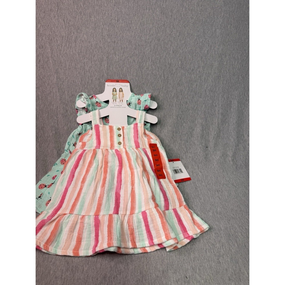 Koala Baby 2 Pack Baby Girls Dresses & Diaper Covers 9M NWT Ladybug Stripe